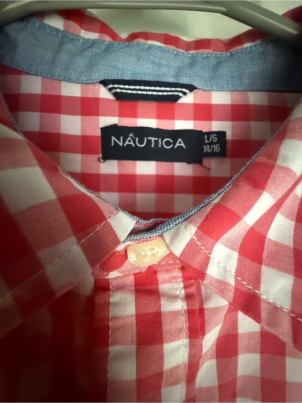 Nautica Red & White Gingham Button-Down Shirt